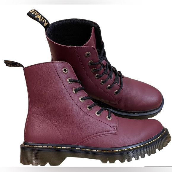 Dr. Martens Shoes - Dr Martens Luana Combat Boots Red Leather Women's Sz 11, Men’s 9 Euro 43 EUC